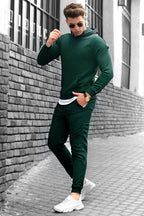Erkek Bol Kalıp Kalın Rahat Pamuklu Eşofman Takımı Elegance Quality - Koyu Yeşil - 1