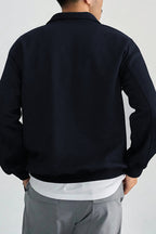 Erkek Dik Yaka Fermuarlı Sweatshirt 3 İplik Puf - Lacivert - 4