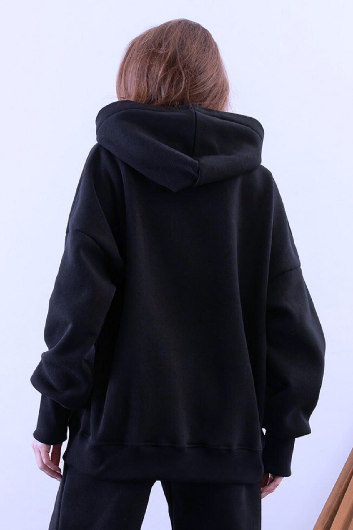 Kadın Esnek Rahat Kalıp Basic Model Sweatshirt - Lacivert - 4