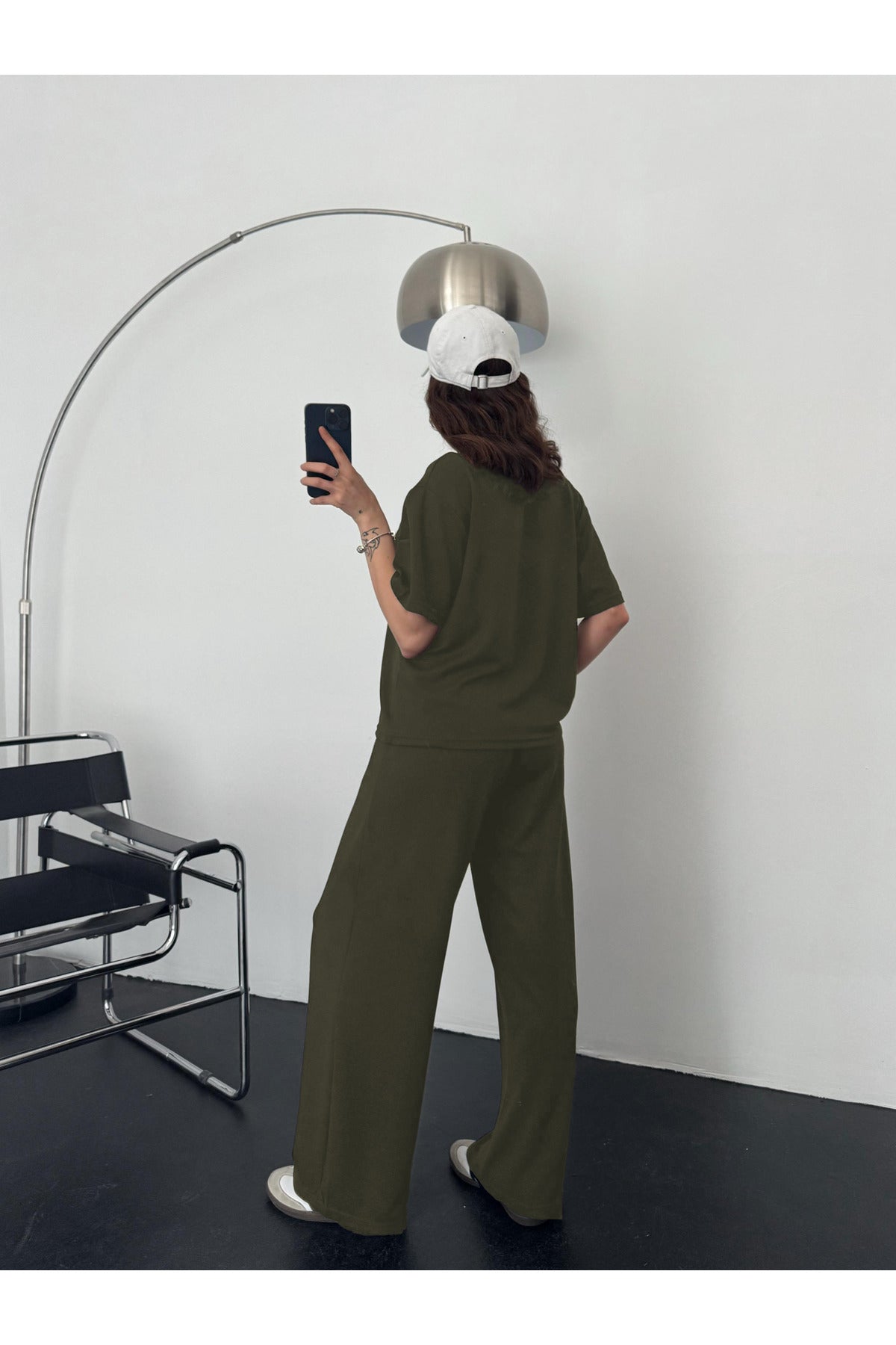 Kadın Modal Penye Yüksek Bel Oversize Alt Üst Takım - Yeşil - 3