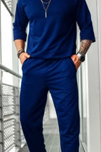Erkek Kısa Kollu Pijama Takımı Bisiklet Yaka - Lacivert - 5