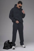 Erkek Baggy Geniş Paça Beli Lastikli Geniş Kesim Kışlık Eşofman Takımı - Füme - 1