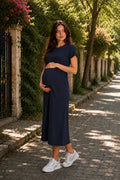 Kadin Fi̇ti̇lli̇ Esnek Hami̇le Elbi̇sesi̇ - Lacivert1 - 1