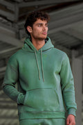 Erkek Ribanalı Kapşonlu Yaka Sweatshirt 3 İplik - Turkuaz - 1