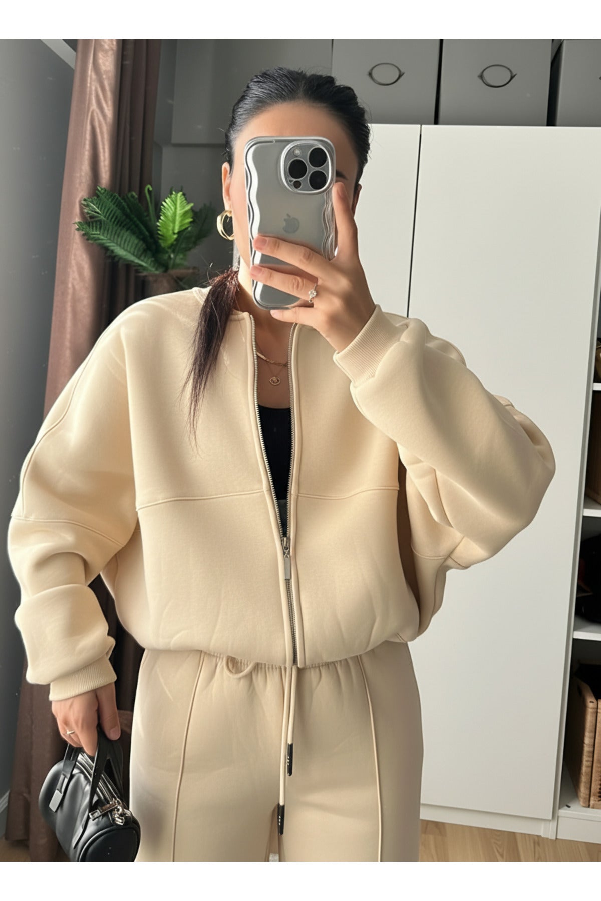Kadin Casual Bomber Takim - Bej - 2