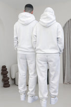 Çiftlere Özel Basic Oversize Kapşonlu Eşofman Takımı - Beyaz - 3