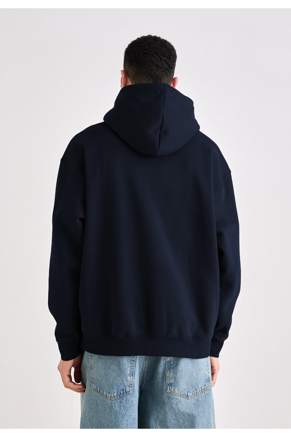 Erkek Düz Okul Lise Hoodie Sweatshirt - Lacivert - 4
