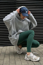 Kadin 3 İ̇pli̇k Kapşonlu Kanguru Cep Sweatshi̇rt - Gri - 5