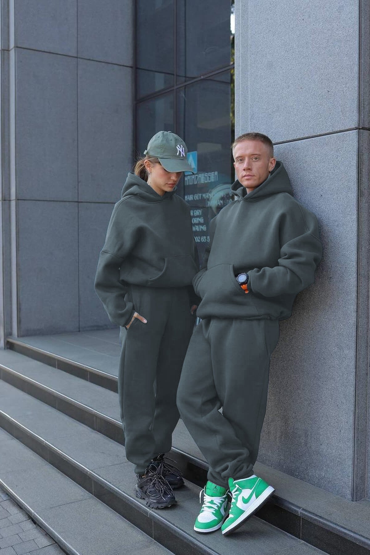 Unisex 3 İ̇pli̇k Şardonlu Çi̇ftleri̇n Kullanimina Uygun Jogger Eşofman Takimi (tekli̇) - Dumanlı Mavi - 2