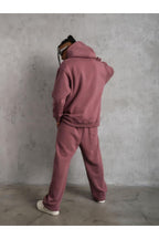 Erkek Gül Kurusu 3 İ̇plik Kapşonlu Kanguru Cep Hoodie Eşofman Takımı - GÜL KURU - 5