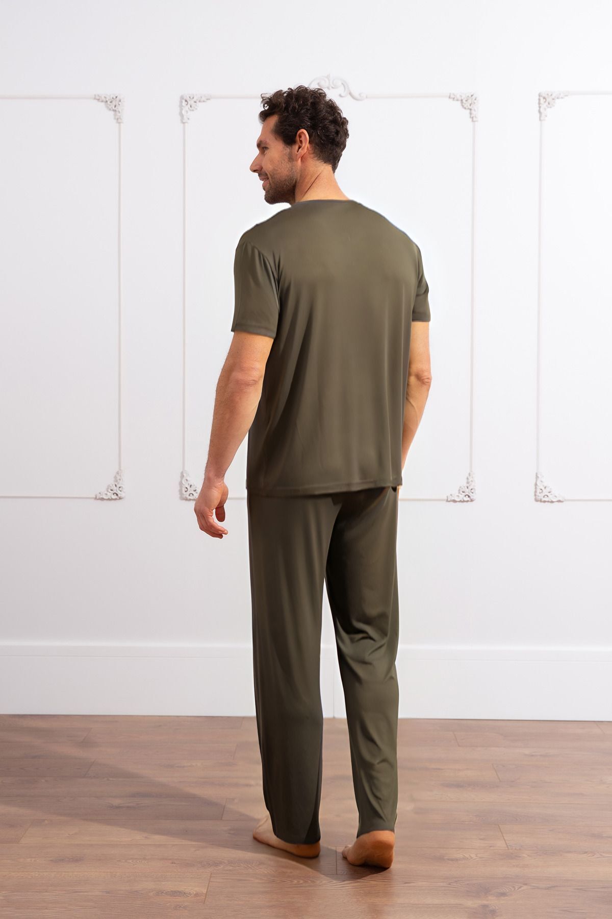 Erkek Haki Yazlık Relaxed Pijama Takımı - Haki - 3