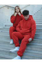 Unisex Çi̇ftlere Özel 3 İ̇pli̇k Şardonlu Eşofman Takimi - Kırmızı - 1