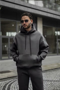 Özel Seri Kapüşonlu Hoodie Streetwear Sweatshirt - Füme - 1