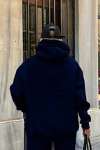 Premium Kalite 3 İplik Sweatshirt Kapuşonlu - Lacivert - 4
