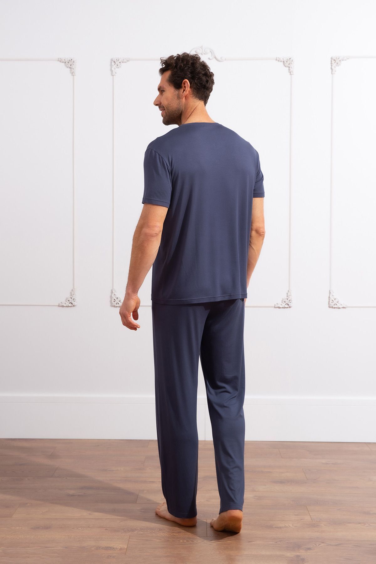 Erkek Füme Yazlık Relaxed Pijama Takımı - Füme - 3