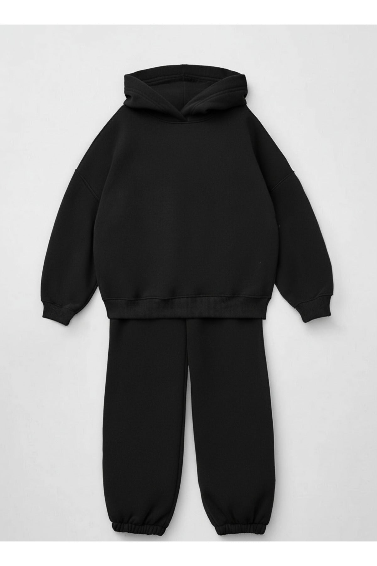 Çocuk Unisex 3 İ̇pli̇k Şardonlu Rahat Kesi̇m Kişlik Eşofman Takimi - Siyah - 3