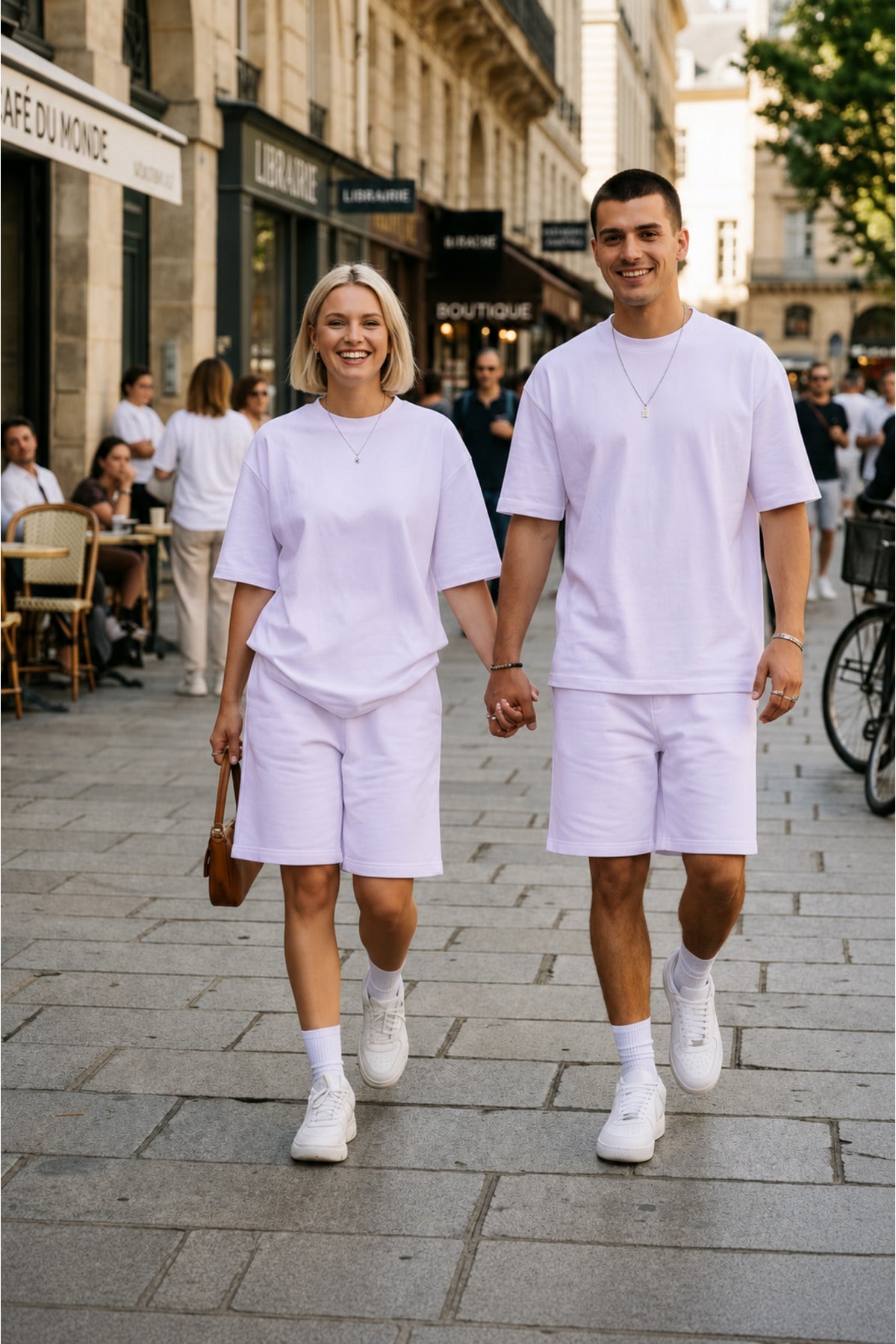 Unisex Kadin Erkek Çi̇ft Kullanimina Uygun Oversi̇ze Kisa Kollu Şort Takim (tek Adet ) - Lila - 1
