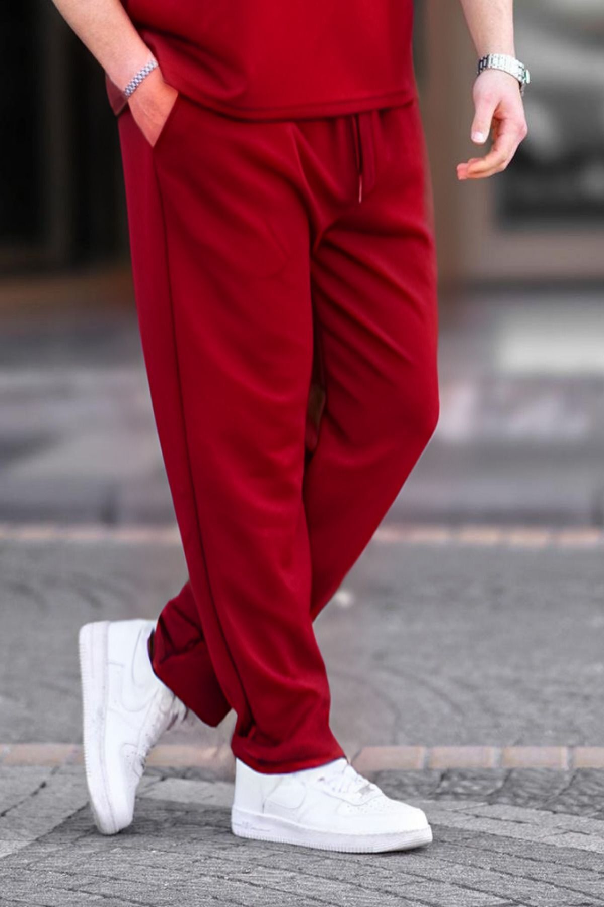 Erkek Relaxed Rahat Beli Lastikli Pijama Altı - Kırmızı - 2