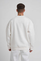 Erkek İ̇çi Pamuklu Bisiklet Yaka Sweatshirt - Beyaz - 2