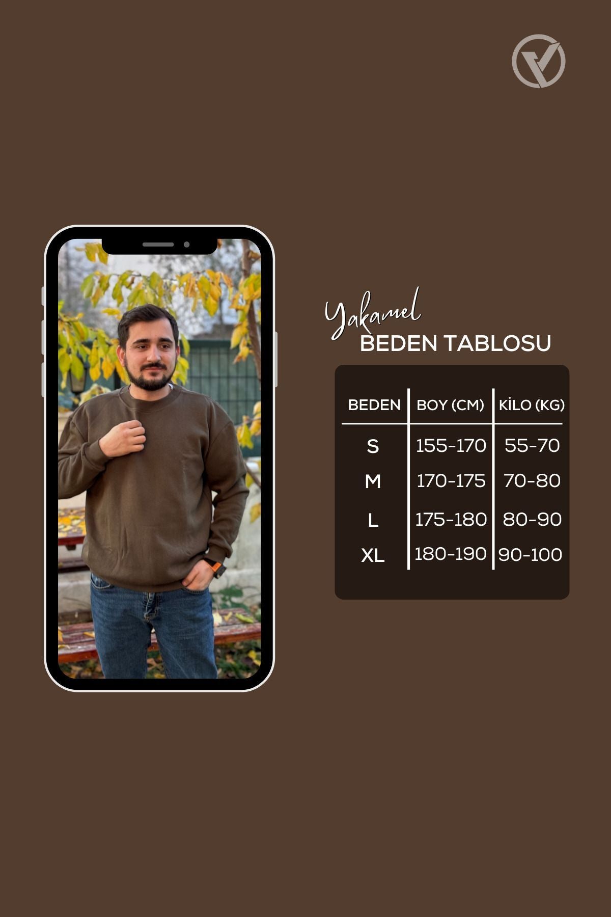 Erkek Haki Bisiklet Yaka İçi Polarlı 3 İplik Pamuklu Regular Fit Unisex Sweatshirt - Haki - 6