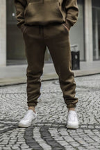 Bay Haki Beli Lastikli 3 İplik Streetwear Eşofman Altı - Haki - 2
