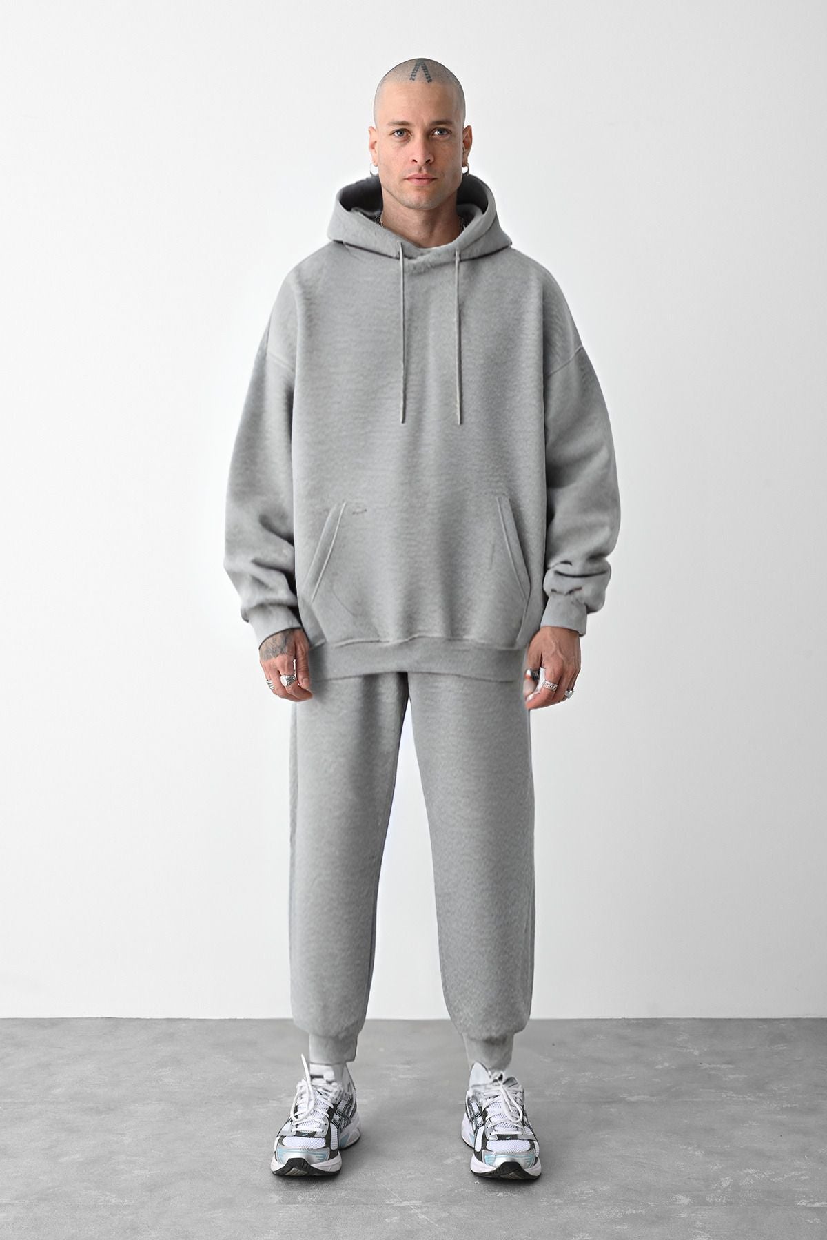 Erkek Oversi̇ze Jogger Gri̇ Eşofman Takimi - Gri - 1
