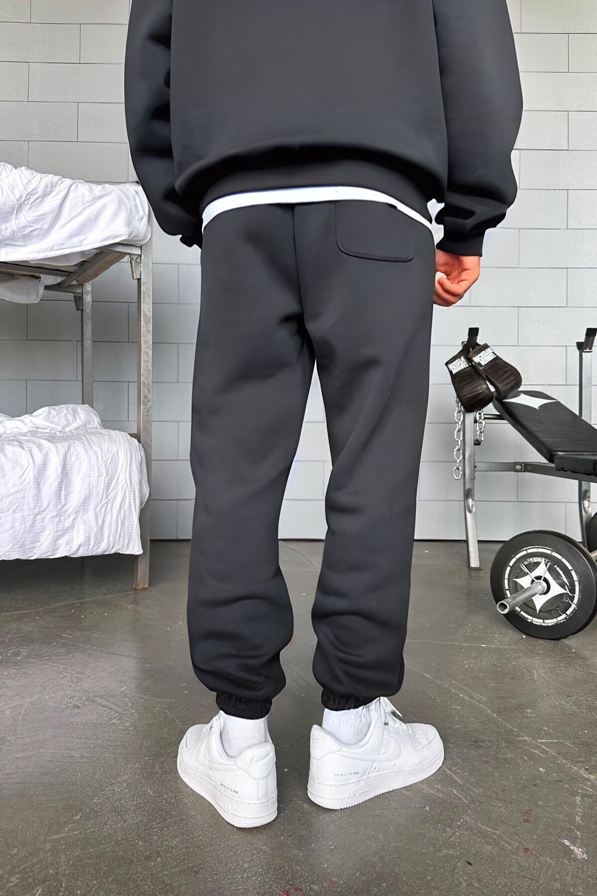 Erkek Trend Model Oversize Günlük Ve Spor Model Eşofman Takımı - Füme - 3