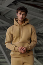 Erkek Ribanalı Kapşonlu Yaka Sweatshirt 3 İplik - Bej - 3