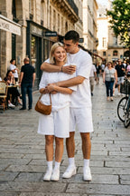 Unisex Kadin Erkek Çi̇ft Kullanimina Uygun Oversi̇ze Kisa Kollu Şort Takim (tek Adet ) - Beyaz - 3