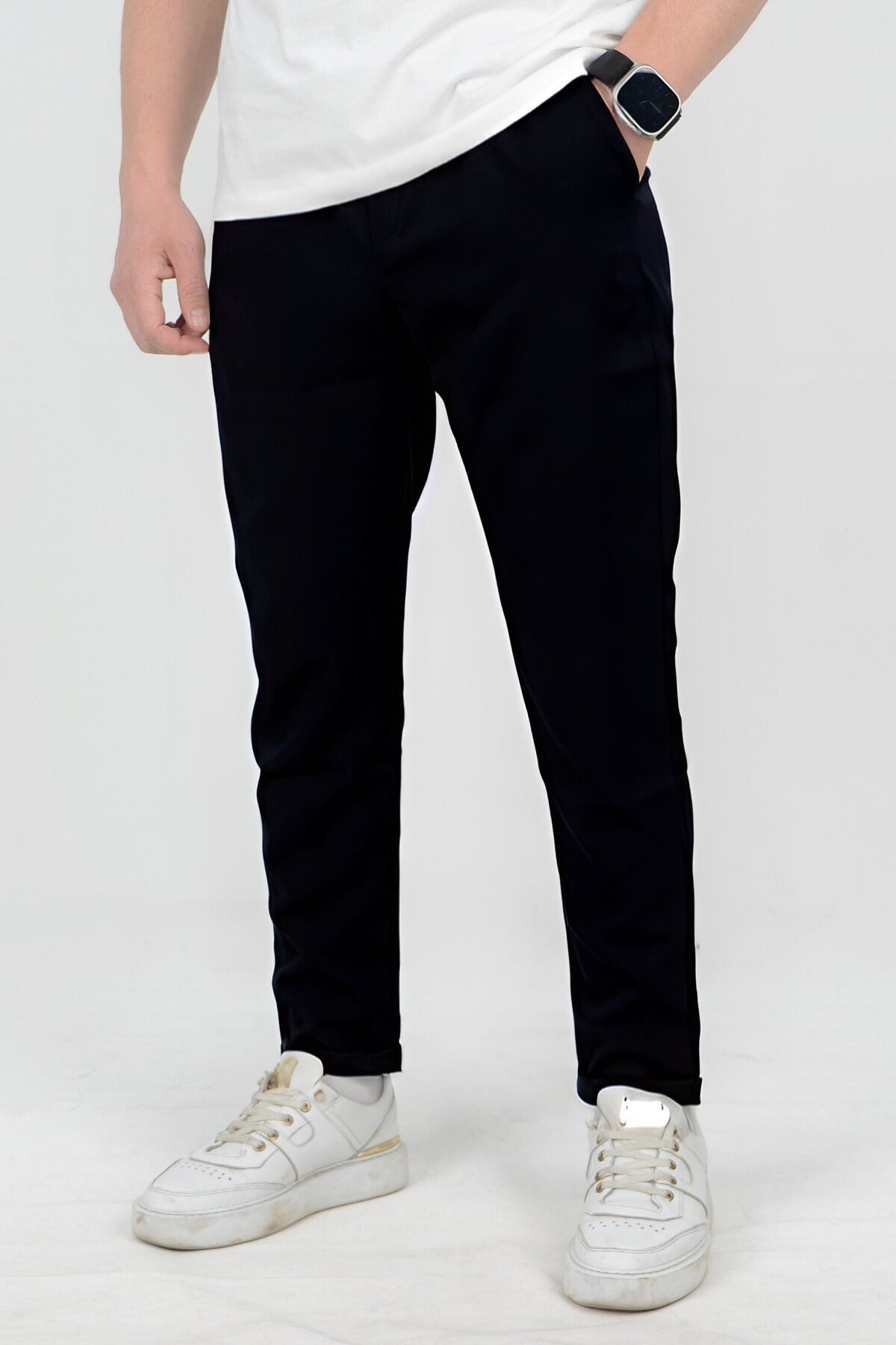 Erkek Lise Boy Spor Model Cepli Kumaş Okul Pantolonu - Siyah - 1