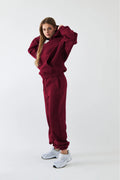 Kadın Oversize Basic Eşofman Takımı - Bordo - 1