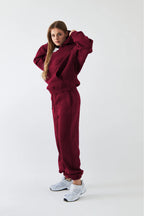 Kadın Oversize Basic Eşofman Takımı - Bordo - 1