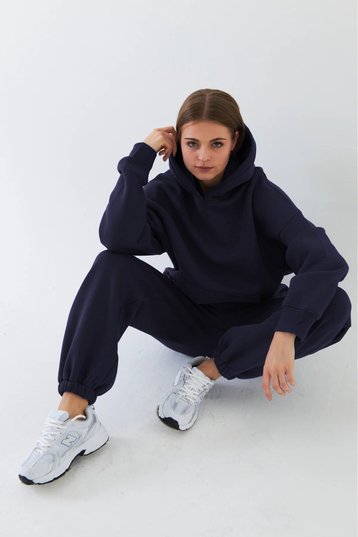 Kadın Oversize Basic Eşofman Takımı - Lacivert - 2