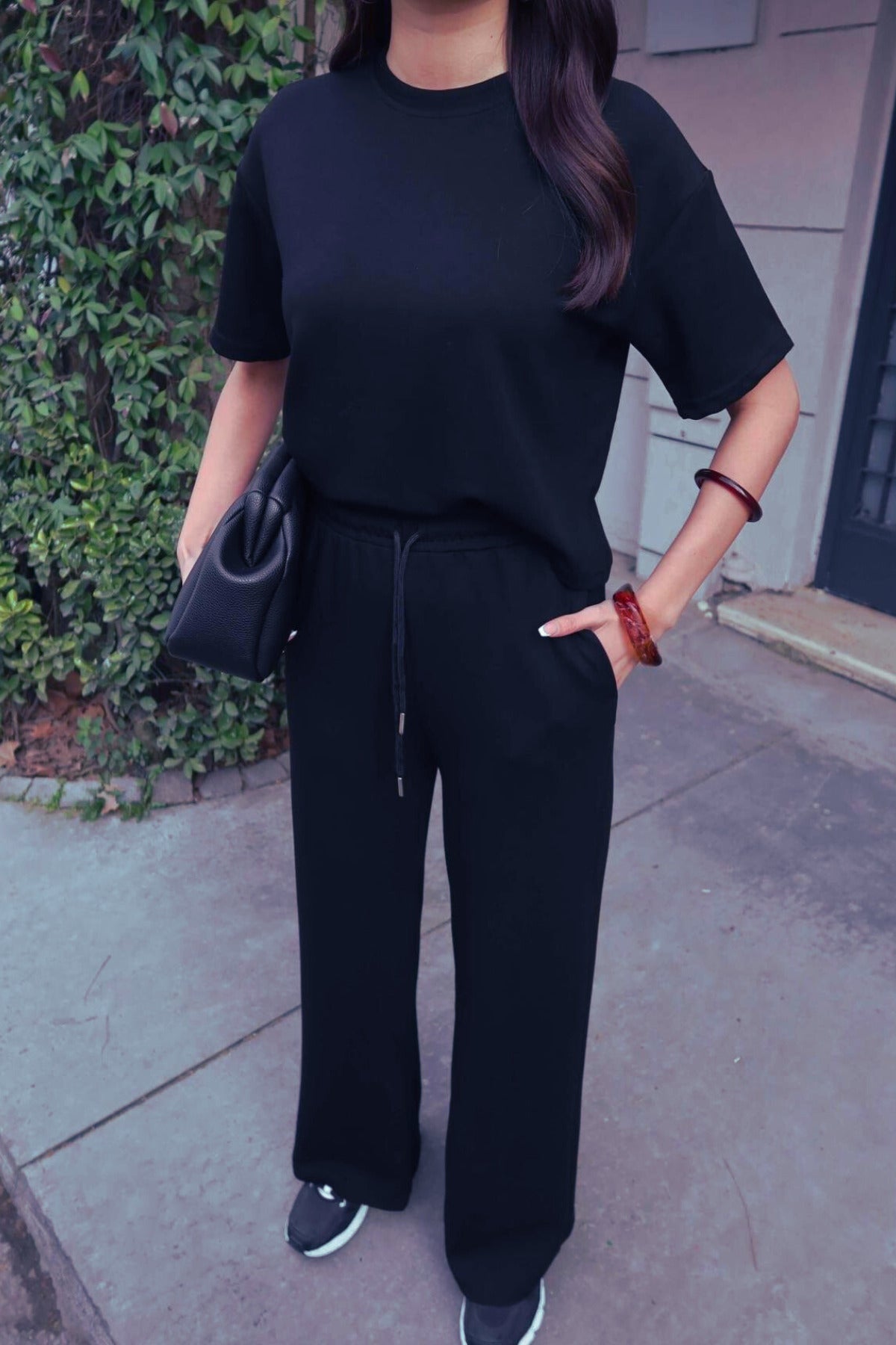 Kadın Rahat Oversize Kısa Kollu Eşofman Takımı - Lacivert - 2