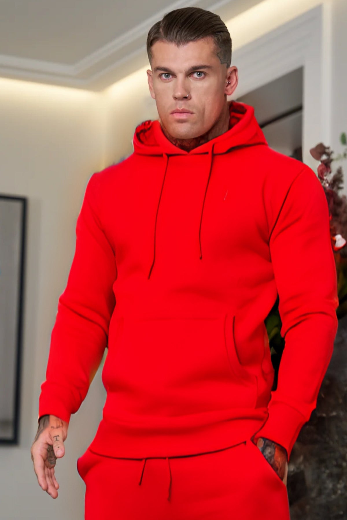 Erkek Esnek Kaliteli Spor Model Sweatshirt - Kırmızı - 2