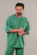 Erkek Oversize Comfort Penye T-shirt - Yeşil - 1