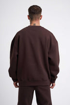 Erkek İ̇çi Pamuklu Bisiklet Yaka Sweatshirt - Kahverengi - 2