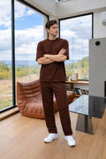 Yeni Sezon Erkek Oversize Takım Trend Model - Kahverengi - 1
