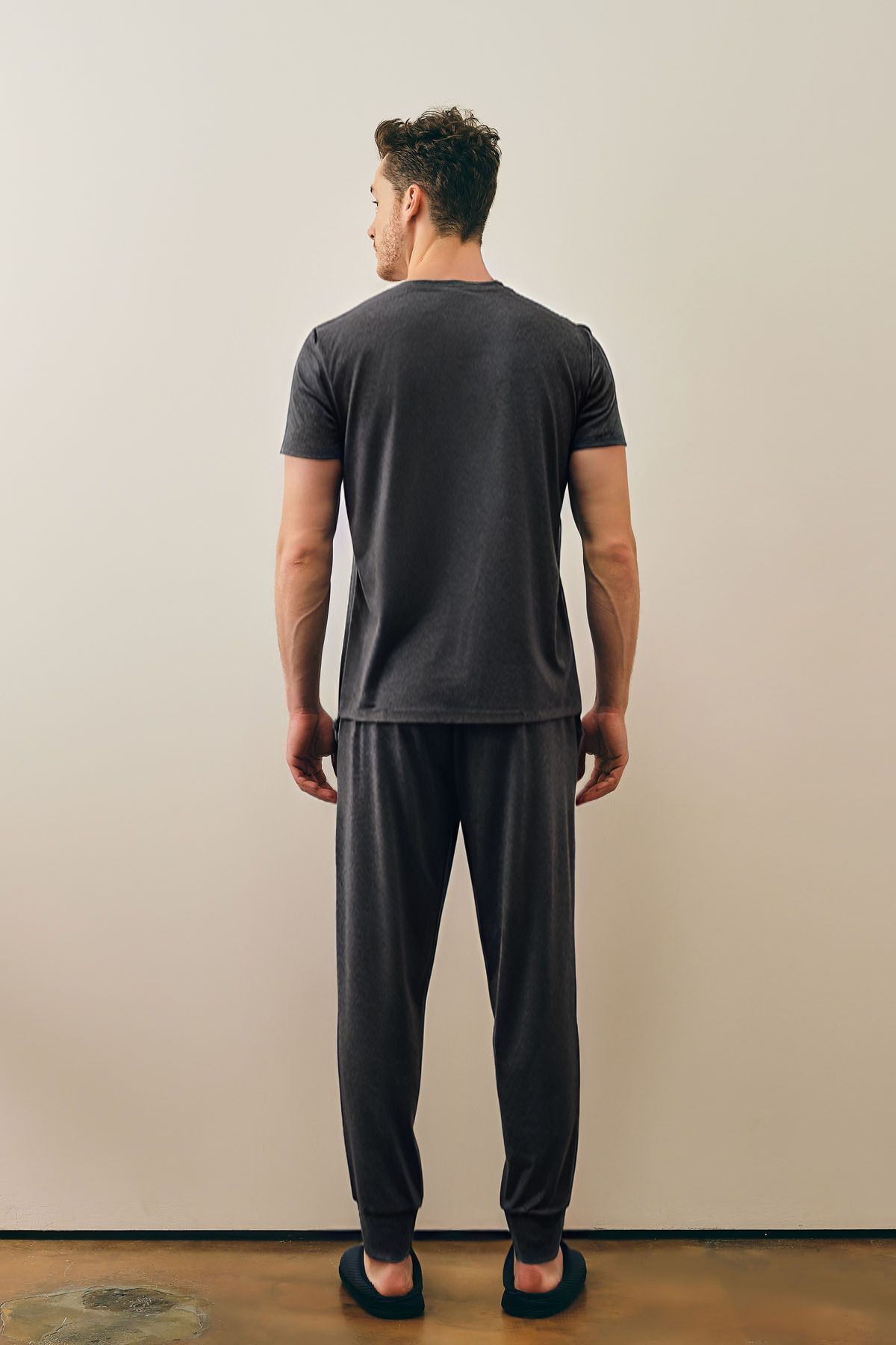 Erkek Antrasit Yazlık Relaxed Pijama Takımı - ANTRASİT - 4