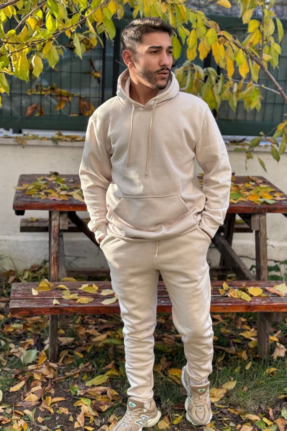 Efsane Oversize 3iplik Kalın Eşofman Takımı Unisex - Bej - 4