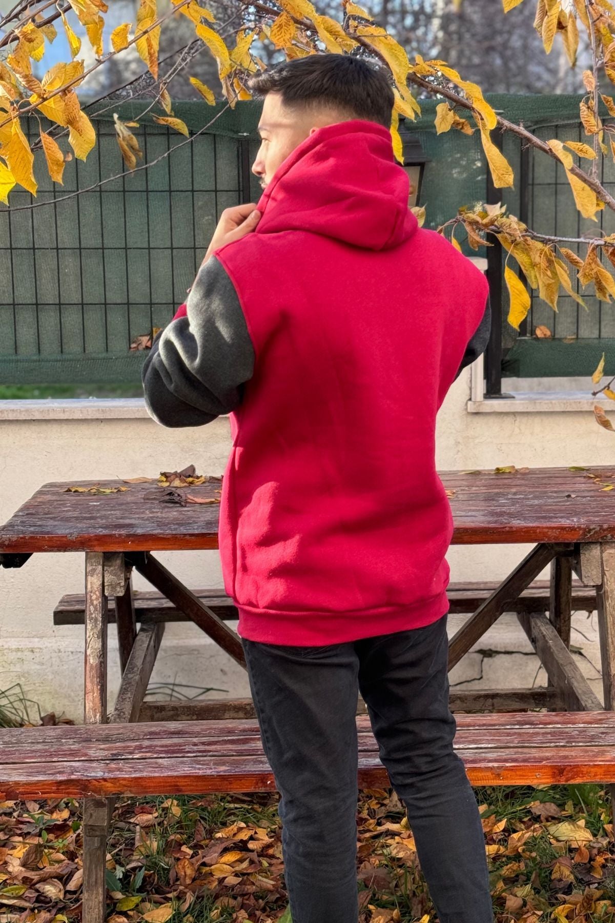 Erkek Kapşonlu Nakişli Oversi̇ze Kolej Sweatshi̇rt - HNMTA - 5