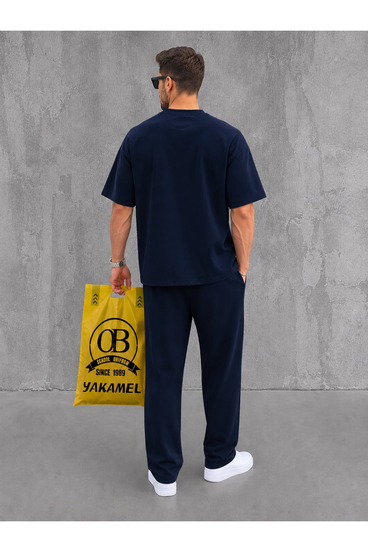Oversize Salaş Kesim Premium Takım Kombin Rahat Kalıp Unisex İ̇kili Takım - Lacivert - 3