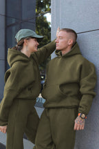 Unisex 3 İ̇pli̇k Şardonlu Çi̇ftleri̇n Kullanimina Uygun Jogger Eşofman Takimi (tekli̇) - Açık Haki - 3