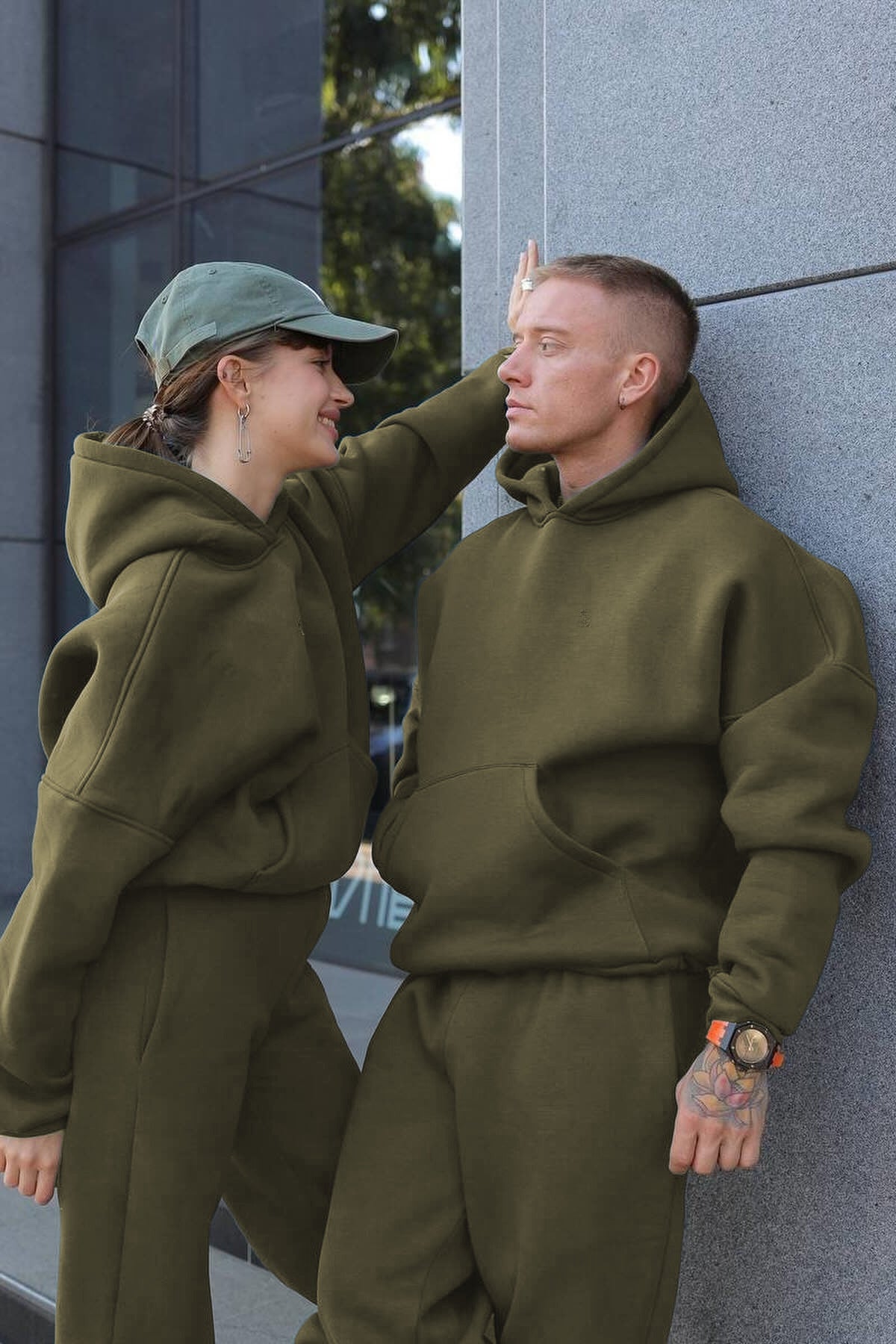 Unisex 3 İ̇pli̇k Şardonlu Çi̇ftleri̇n Kullanimina Uygun Jogger Eşofman Takimi (tekli̇) - Açık Haki - 3