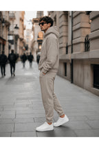 Erkek 3 İ̇pli̇k Oversi̇ze Kapüşonlu Kanguru Cep Lasti̇k Paça Jogger Eşofman Takimi - Gri - 3