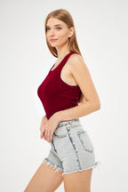 Kadın Bordo Fitilli Basic Örme Askılı Trend Spor Atlet - Bordo - 3