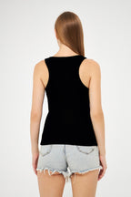 Kadın Si̇yah Fitilli Basic Örme Askılı Trend Spor Atlet - Siyah - 4
