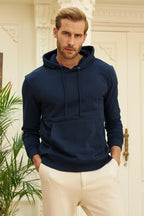 Erkek Kapşonlu Kanguru Cep Basic Sweatshirt - Lacivert - 3