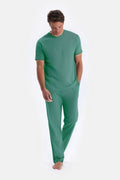 Erkek Yeşi̇l T-shirt Alt Üst Penye Pijama Takımı - Yeşil - 1