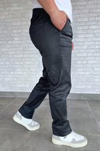 Erkek Likralı Rahat Kalıp Kumaş Okul Pantolonu - Füme - 3